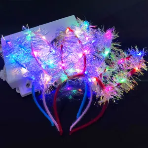LED glowing tinsel headband colorful flashing hair hoop for festival party holiday event