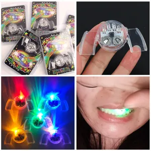 Halloween LED Flashing Glowing Teeth Braces Transparent TPR Novelty Party Light Up Mouthpiece Toy For Bar Masquerade
