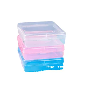 Clear plastic storage box set, stackable portable organizer for small items, makeupuffs.