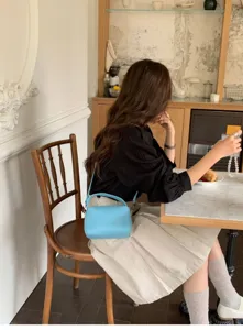 Light blue chic crossbody bag minimalist shoulder handbag everyday casual fashion purse