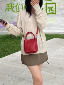 Donna mini borsa tracolla secchiello borsa mano pelle rossa casual elegante borsa spalla mod