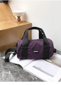 Purple cylindrical oxford cloth shoulder bag detail, casual daily commuting outdoor use.