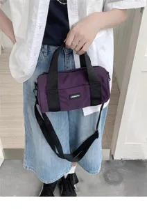Casual Japanese style purple cylinder shoulder bag for women commuter crossbody duffel