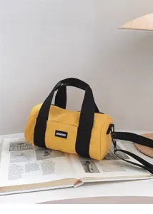Japanese style lightweight canvas cylindrical handbag, versatile casual crossbody bag.