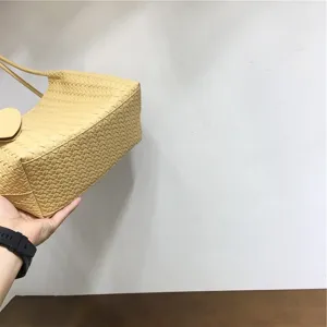 Woven leather underarm bag stylish yellow shoulder handbag for women minimalist casual style