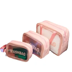 Set van doorzichtige reistoilettassen, waterdichte cosmetica-organizer, draagbaar tasje.