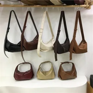 Minimalist Soft Texture Dumpling Underarm Bag PU Leather Casual Commuter Single Shoulder Crossbody Bag For Women