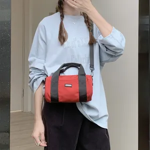 Japanese style casual oxford cloth cylindrical shoulder bag for women commuter crossbody bag