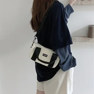 Japanese lightweight canvas cylinder shoulder bag casual commuting crossbody bag for women