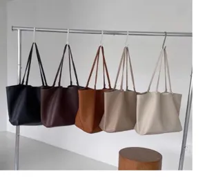 Minimalist soft tote bag large capacity casual underarm shoulder bag versatile retro style