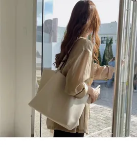 Minimalist soft tote shoulder bag casual large capacity stylish handbag for women