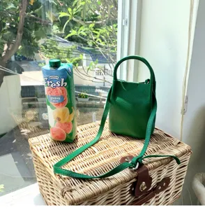 Green textured leather bucket bag, chic designer crossbody bag for women daily use.