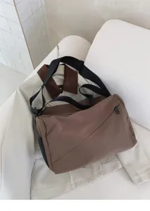 Japanese minimalist oxford cloth crossbody bag, versatile large capacity shoulder tote for women.