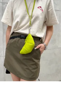 Mini leather croissant bag chic pendant coin purse trendy vintage lanyard dumpling bag for women.