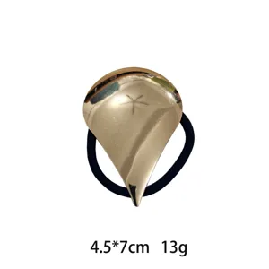 Gouden druppelvormige metalen haarband elastische geometrische paardenstaart haaraccessoire.
