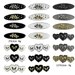 Elegant butterfly hair clips set, oval and heart shaped rhinestone metal hairpins for women.