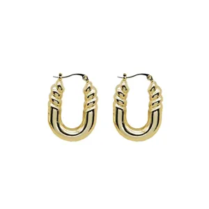 Chunky gold hoop earrings for women, stylish thick metallic geometric fashion jewelry main view.