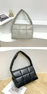 Women quilted shoulder underarm bag stylish down cloth handbag casual winter fashion purse