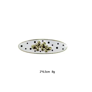 Elegant white polka dot gold butterfly hair clip spring clip fashion women hair accessories