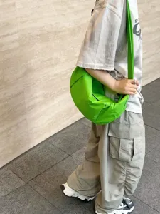 Casual large capacity green crescent crossbody bag for daily fashion outdoor sports and travel use.