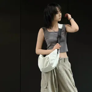 Casual large capacity crescent bag summer fashion outdoor waterproof canvas crossbody bag