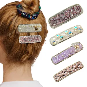 Sweet Zinc Alloy Rhinestone Hair Clip Elegant Artificial Pearl Geometric BB Clip Fashion Cartoon Bear Hairpin Accessories For Women