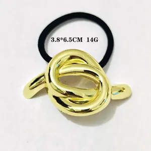 Hellgoldenes Metall-Knoten-Haargummi, minimalistisches geometrisches Design für Damen und Mädchen.