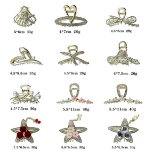 Large rhinestone pearl hair claw clips elegant metal shark clip fashion hair accessories