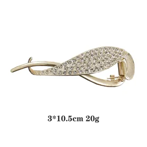 Goldene Legierung Strass Haarklammer elegante glitzernde Haaraccessoires fur Damen 10.5cm lang