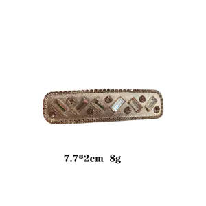 Elegant rhinestone hair clip for women, sparkling crystal barrette for sweet styling, 7.7cm