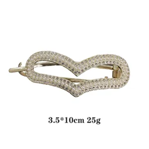 Goldfarbene Legierung Haarklammer mit Perlen und Strass, elegante Haarnadel für Damen Frisuren.