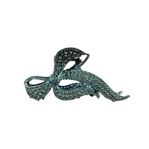 Rhinestone crystal hair claw clip, elegant silver metal shark clip for half ponytail updo