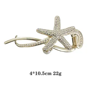 Goldfarbene Strass Seestern Haarklammer glitzernde Kristall Haarnadel elegante Frisur Accessoires