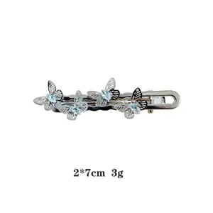 Sweet style silver butterfly hair clip with sparkling rhinestones for women and girls daily wear.