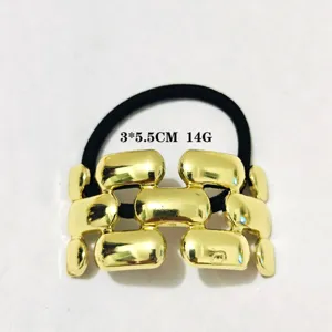 Goldene geometrische Legierung Haargummi minimalistisch elastischer Pferdeschwanzhalter Haar
