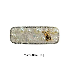 Sparkling rhinestone pearl hair clip sweet hair barrette for women daily fashion style