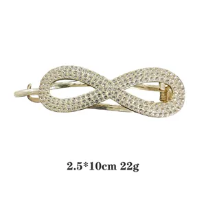 Strass Unendlichkeit Haarspange Gold Legierung Detailansicht Groesse 2,5x10cm Gewicht 22g.
