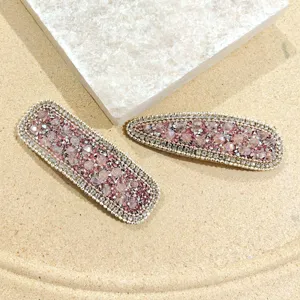 Sparkling rhinestone pink BB hair clips elegant sweet side accessories for girls