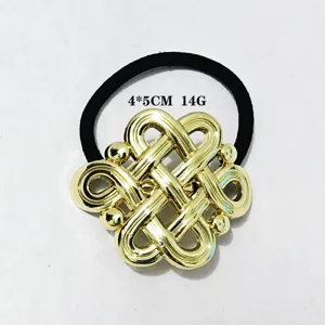Goldene Legierung geometrisches Haargummi Detail, Knoten Haarband 4x5cm Eleganz Accessoire.