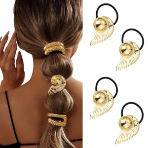 Gold statement hair ties ponytail holder avant-garde designer hair accessories for women