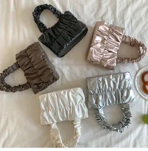 Korean style soft ruched cloud handbag versatile shoulder crossbody bag in multiple colors.
