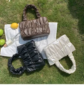 Stylish pleated cloud handbag soft leather casual crossbody bag for women chic daily tote