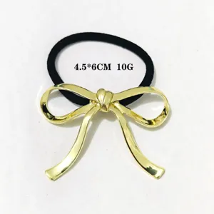 Minimalistischer hellgoldener Legierung Schleife Haargummi elegante geometrische Zopffassung