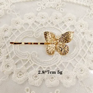 Elegant gold butterfly metal hair clip for women side bang accessory delicate fashion design