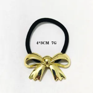 Goldener Schleifen-Haargummi für Damen, minimalistischer Metall-Pferdeschwanzhalter Haarband.