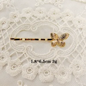 Gold butterfly hairpin for women elegant hair clip fashion metal hair accessories style.