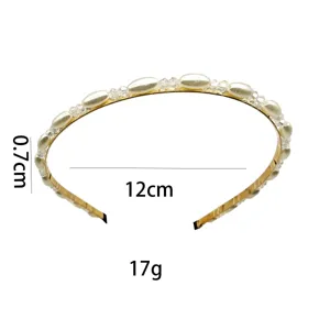 Diadema de perlas vintage dorada cristal accesorio para el cabello elegante mujer