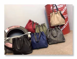 Nylon drawstring shoulder bag and tote bag for women, casual large capacity design.