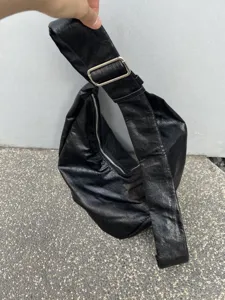 Sac hobo en cuir souple noir femme rétro décontracté sac épaule grande capacité sac bandoulière