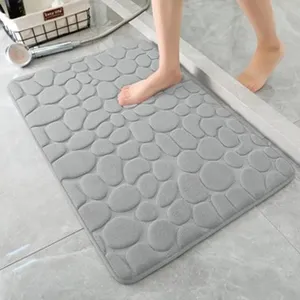 Alfombra de baño de espuma viscoelástica gris, alfombrilla de ducha antideslizante suave.